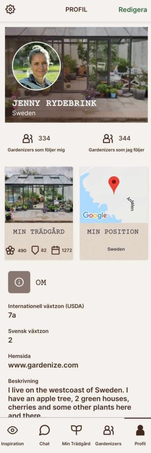 Gardenize screenshot Profile page