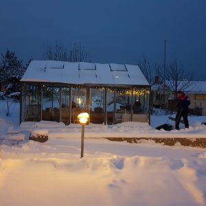 Växthus snö vinter