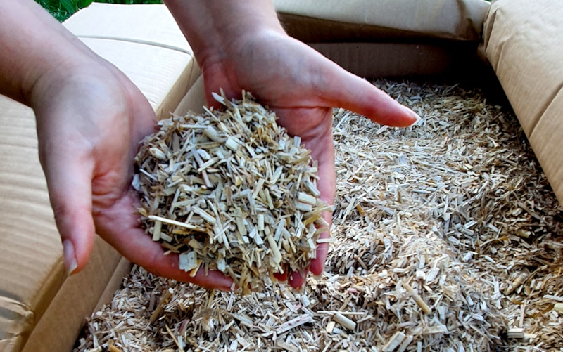 So sieht Miscanthus-Mulch aus